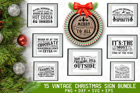 Vintage Christmas Sign Bundle SVG Rupkotha 