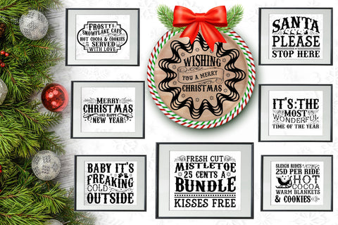 Vintage Christmas Sign Bundle SVG Rupkotha 