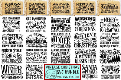 Vintage Christmas Sign Svg Bundle SVG Angelina750 
