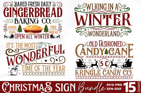 vintage Christmas sign svg bundle SVG DESIGNISTIC 