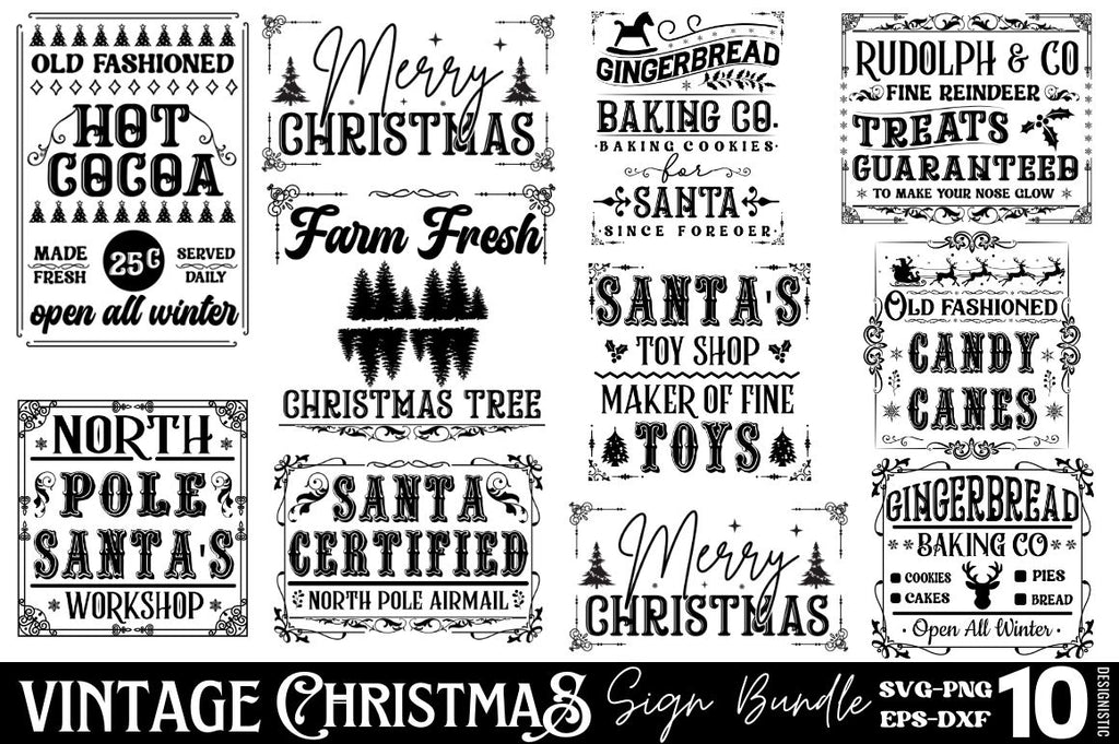 Vintage Christmas Sign SVG Bundle - So Fontsy
