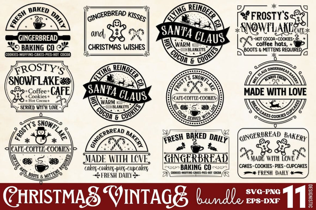 Vintage Christmas Sign SVG Bundle - So Fontsy