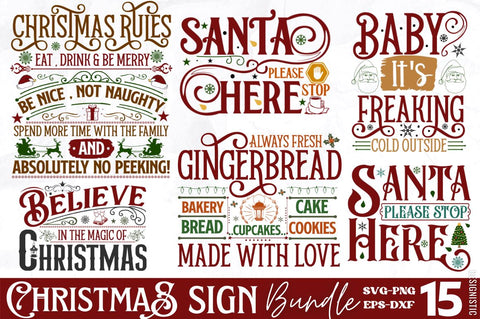 vintage Christmas sign svg bundle SVG DESIGNISTIC 
