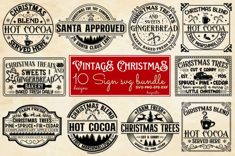 Vintage Christmas Sign SVG Bundle SVG DESIGNISTIC 