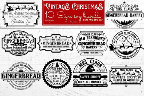 Vintage Christmas Sign SVG Bundle SVG DESIGNISTIC 