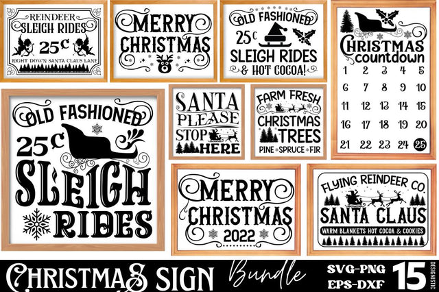 Vintage Christmas Sign SVG Bundle SVG DESIGNISTIC 