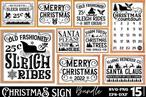 Vintage Christmas Sign SVG Bundle SVG DESIGNISTIC 