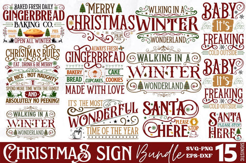 vintage Christmas sign svg bundle SVG DESIGNISTIC 