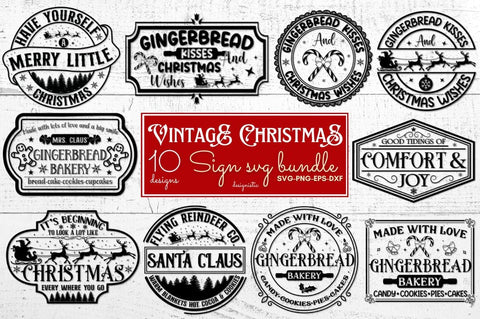 Vintage Christmas Sign SVG Bundle SVG DESIGNISTIC 