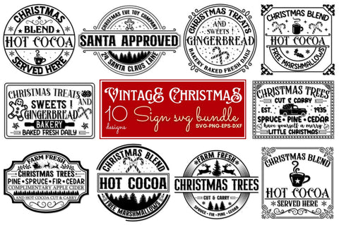 Vintage Christmas Sign SVG Bundle SVG DESIGNISTIC 