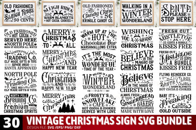 Vintage Christmas Sign Svg Bundle SVG Regulrcrative 