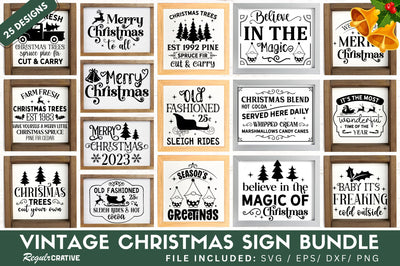 Vintage Christmas Sign SVg Bundle SVG Regulrcrative 