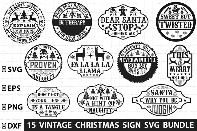 Vintage Christmas Sign Svg Bundle SVG Rupkotha 