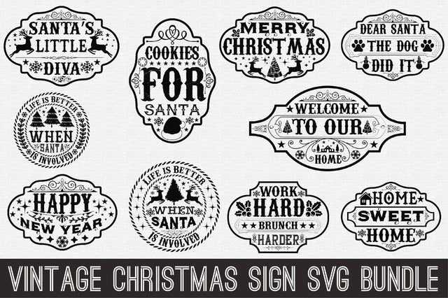 Vintage Christmas Sign Svg Bundle SVG Rupkotha 