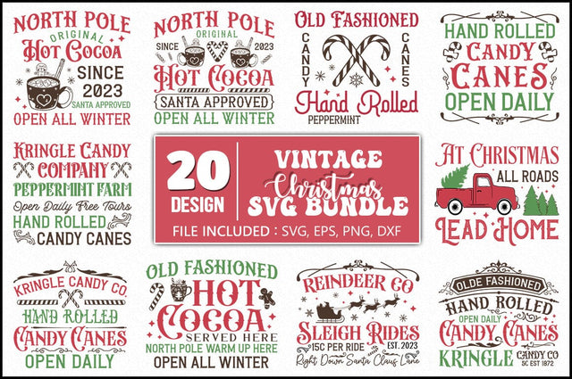 Vintage Christmas Sign SVG Bundle SVG Shetara Begum 