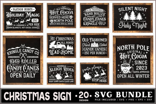 Vintage Christmas Sign SVG Bundle SVG Shetara Begum 