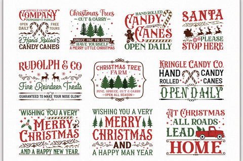 Vintage Christmas Sign SVG Bundle SVG Shetara Begum 