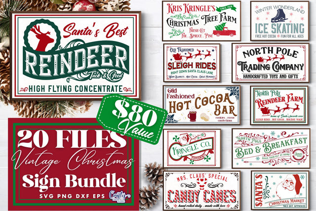 Vintage Christmas Svg Bundle, Farmhouse Christmas Wall Decor SVG Crafty Mama Studios 