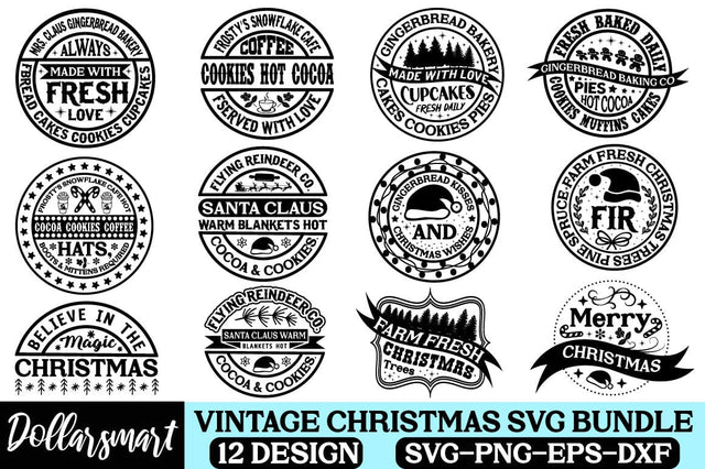Vintage Christmas Svg Bundle SVG Angelina750 