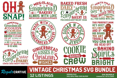 Vintage Christmas Svg Bundle SVG Regulrcrative 