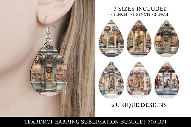 Vintage Christmas Tear Drop Earring Sublimation Bundle Sublimation BijouBay 