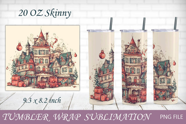 Vintage Christmas tumbler wrap, Winter 20 oz sublimation Sublimation AnastasiyaArtDesign 