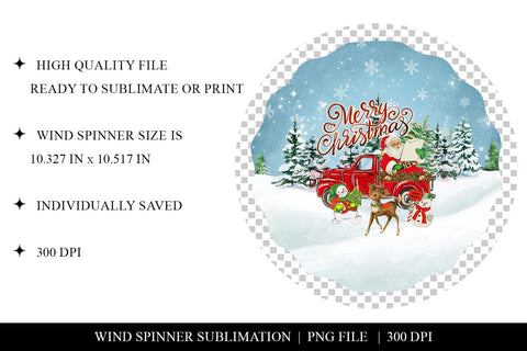 Vintage Christmas Wind Spinner Sublimation PNG Sublimation BijouBay 