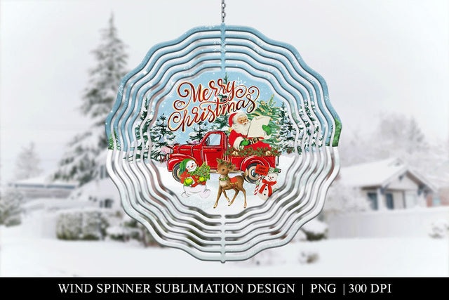 Vintage Christmas Wind Spinner Sublimation PNG Sublimation BijouBay 