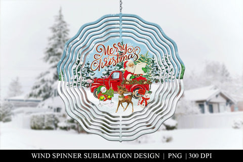 Vintage Christmas Wind Spinner Sublimation PNG Sublimation BijouBay 