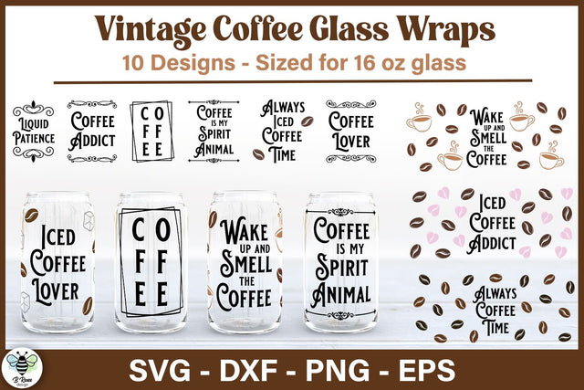 Vintage Coffee Designs for Libbey Can Glass Bundle | Libbey Glass SVG SVG B Renee Design 