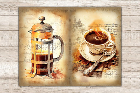 Vintage Coffee Junk Journal Pages | Decoupage Paper SVG GlamArtZhanna 