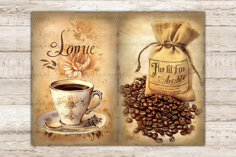 Vintage Coffee Junk Journal Pages | Decoupage Paper SVG GlamArtZhanna 