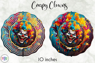 Vintage Creepy Clown Face Wind Spinner Design Sublimation Designs by Ira 