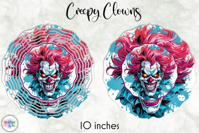 Vintage Creepy Clown Wind Spinner Design Sublimation Designs by Ira 
