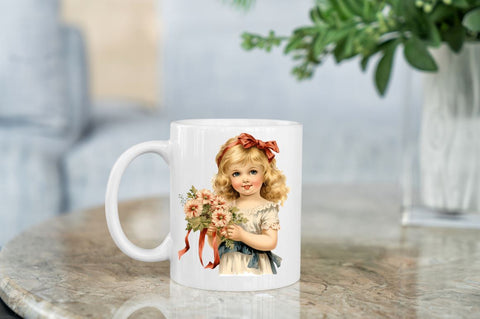 Vintage Cute Little Girl Sublimation Sublimation Regulrcrative 