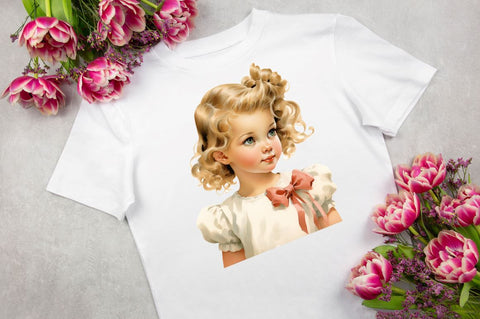 Vintage Cute Little Girl Sublimation Sublimation Regulrcrative 