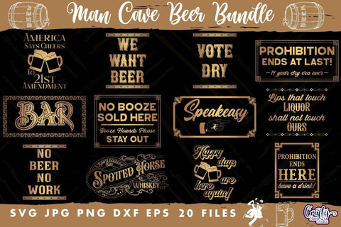 Vintage Dad Bundle Svg | Art Deco Style Beer Quotes SVG Crafty Mama Studios 