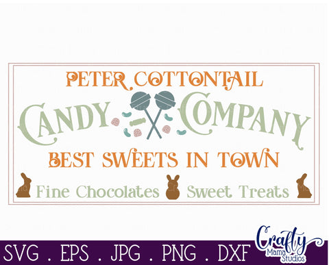 Vintage Easter Farmhouse Sign | Cottontail Candy Co Svg SVG Crafty Mama Studios 