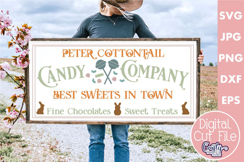 Vintage Easter Farmhouse Sign | Cottontail Candy Co Svg SVG Crafty Mama Studios 