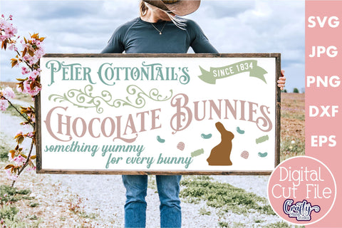 Vintage Easter Farmhouse Sign | Cottontail Chocolate Bunnies SVG Crafty Mama Studios 
