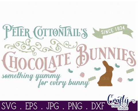 Vintage Easter Farmhouse Sign | Cottontail Chocolate Bunnies SVG Crafty Mama Studios 