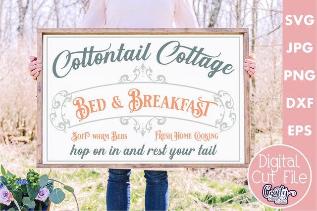Vintage Easter Farmhouse Sign | Cottontail Cottage Svg SVG Crafty Mama Studios 