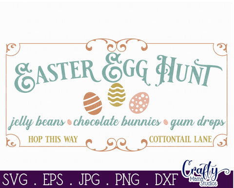 Vintage Easter Farmhouse Sign | Spring Egg Hunt Svg SVG Crafty Mama Studios 