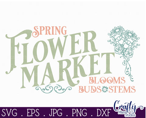 Vintage Easter Farmhouse Sign | Spring Flower Market Svg SVG Crafty Mama Studios 