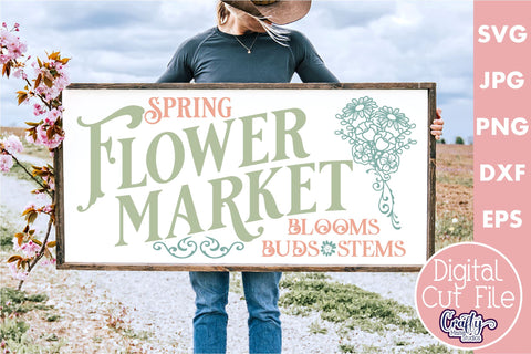 Vintage Easter Farmhouse Sign | Spring Flower Market Svg SVG Crafty Mama Studios 