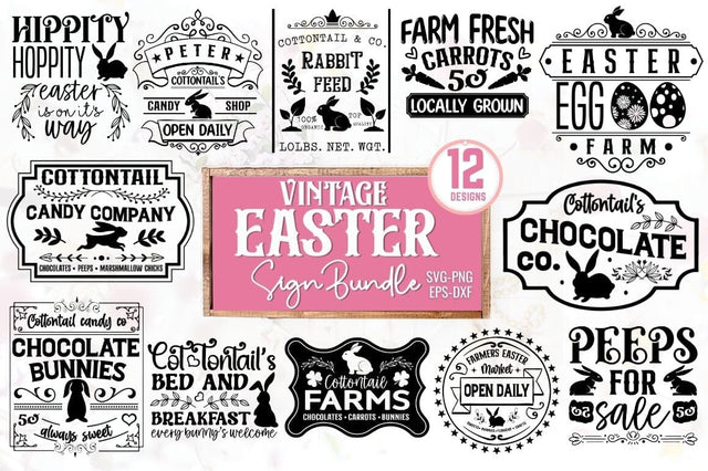 Vintage Easter Sign SVG Bundle SVG DESIGNISTIC 