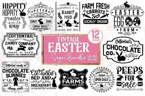 Vintage Easter Sign SVG Bundle SVG DESIGNISTIC 