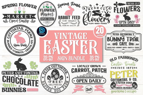 Vintage Easter Sign SVG Bundle SVG DESIGNISTIC 
