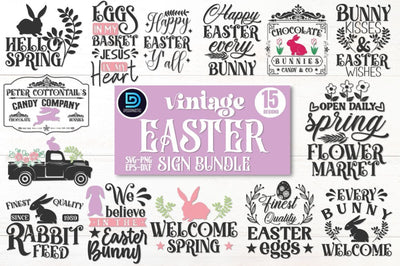 Vintage Easter Sign SVG Bundle SVG DESIGNISTIC 