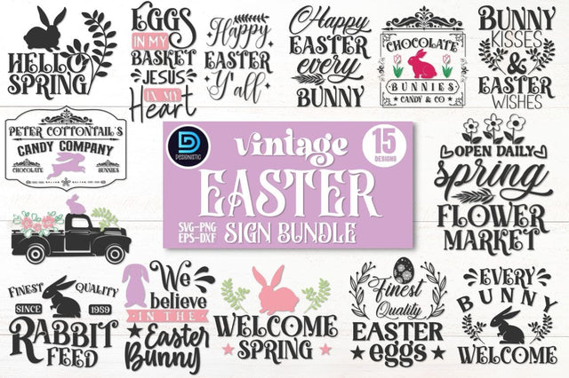 Vintage Easter Sign SVG Bundle SVG DESIGNISTIC 